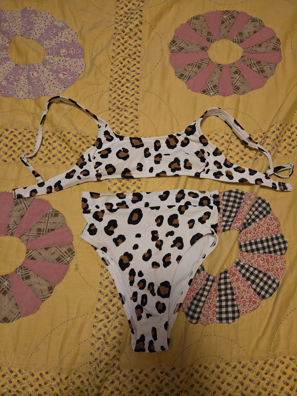 Xhilaration White Leopard Print Bandeau Bikini Set
